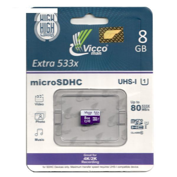 کارت حافظه microSDHC ویکو من مدل Extre 533X کلاس 10 استاندارد UHS-I U1 سرعت80MBpsظرفیت 8 گیگابایت