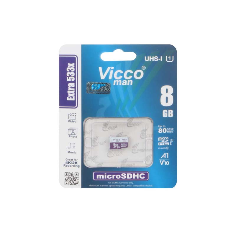 کارت حافظه microSDHC ویکومن مدل Extre 533X کلاس 10 استاندارد UHS-I U1 سرعت 80MBps ظرفیت 8 گیگابایت