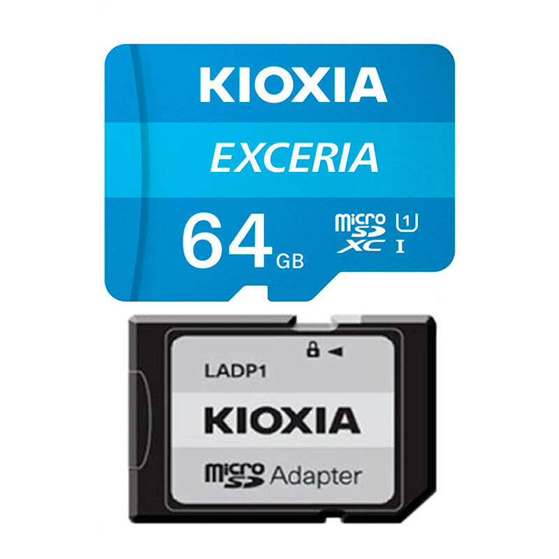 کارت حافظه‌ microSDHC کیوکسیا مدل Exceria کلاس 10 استاندارد UHS-I U1 سرعت 100MBps ظرفیت 64 گیگابایت به همراه آداپتور SD