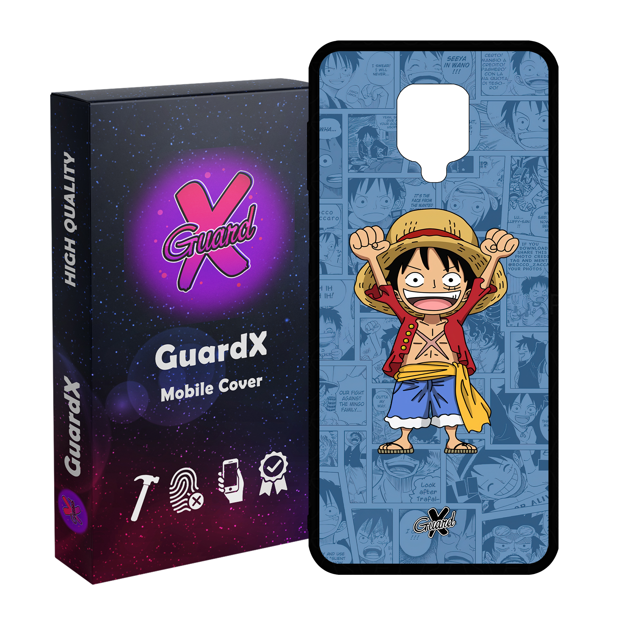 کاور گارد ایکس طرح One Piece Luffy Anime مدل Glass10464 مناسب برای گوشی موبایل شیائومی Redmi Note9 Pro/Note 9 Pro Max/Redmi Note 9S/MI Poco M2 Pro