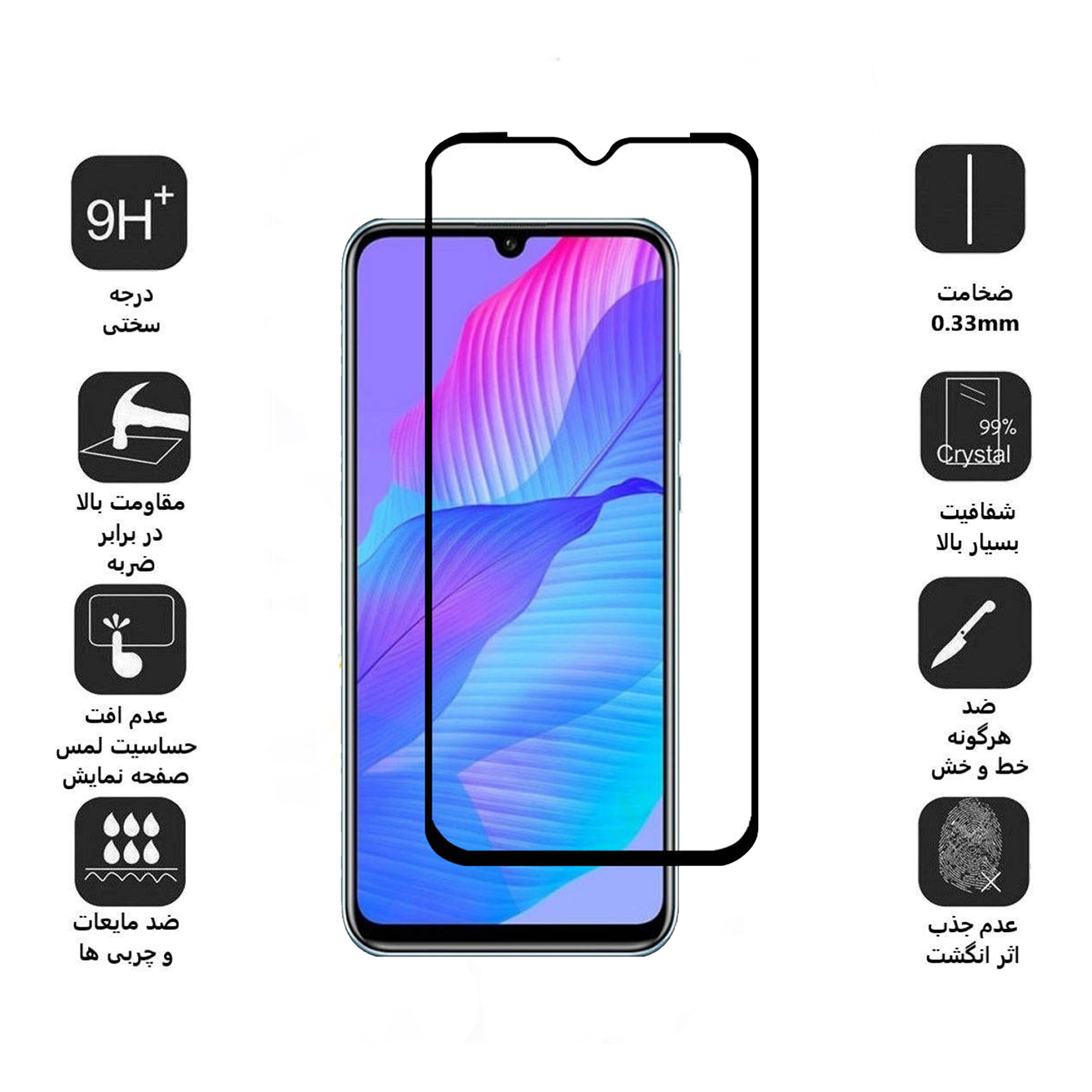 محافظ صفحه نمایش 5D بوف مدل F33 مناسب برای گوشی موبایل هوآوی y8p