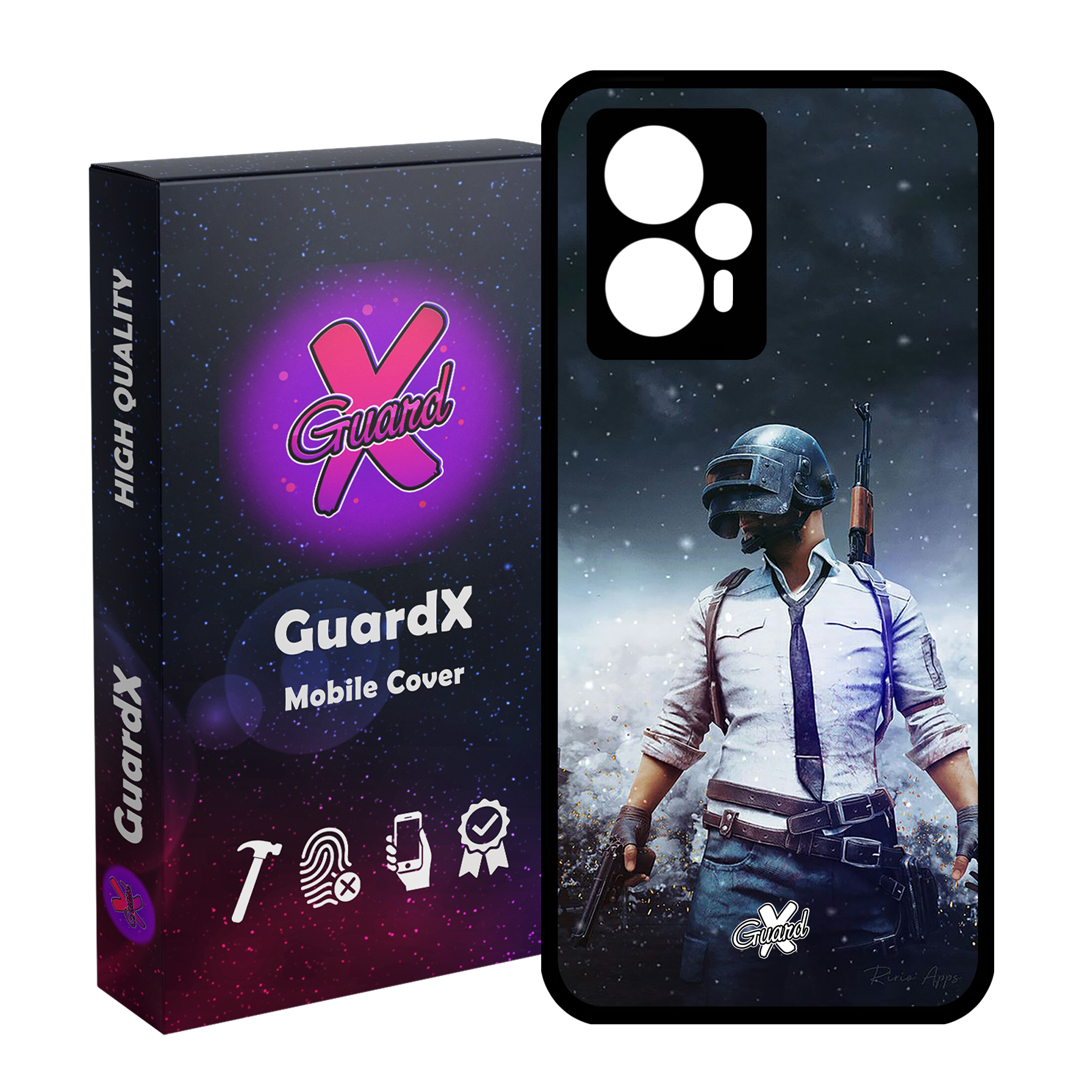 کاور گارد ایکس طرح Pubg مدل Glass10039 مناسب برای گوشی موبایل شیائومی Poco F5/Redmi Note 12 Turbo