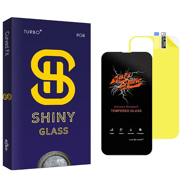 محافظ صفحه نمایش آتوچبو مدل Shiny Antistatic مناسب برای گوشی موبایل اپل iPhone 14 Pro  به همراه محافظ پشت گوشی